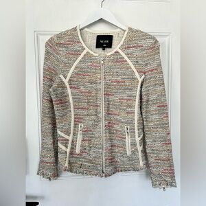 NIC+ZOE Cream Multicolor Tweed Zip Jacket